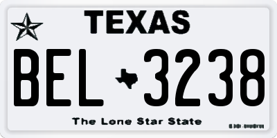TX license plate BEL3238
