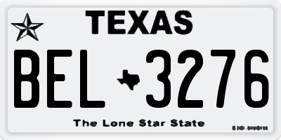 TX license plate BEL3276