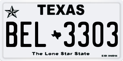 TX license plate BEL3303
