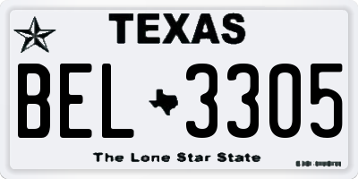 TX license plate BEL3305