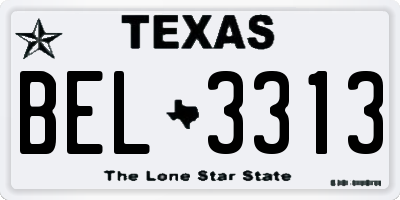 TX license plate BEL3313