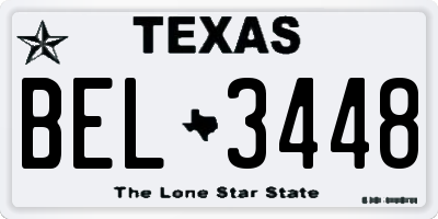 TX license plate BEL3448