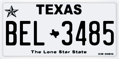 TX license plate BEL3485