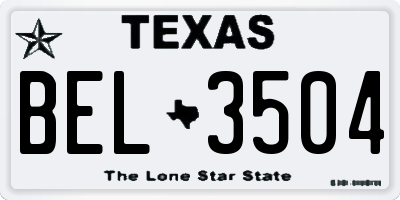 TX license plate BEL3504