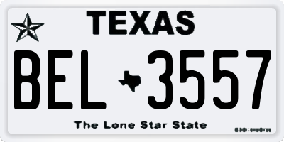TX license plate BEL3557