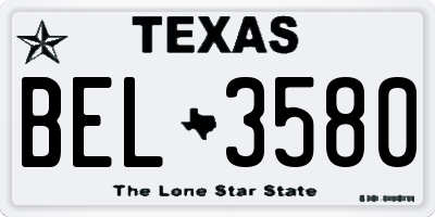 TX license plate BEL3580