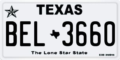 TX license plate BEL3660