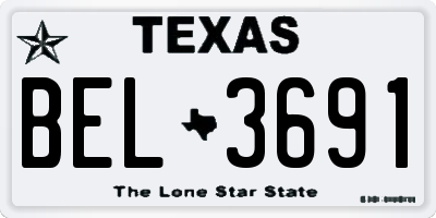 TX license plate BEL3691