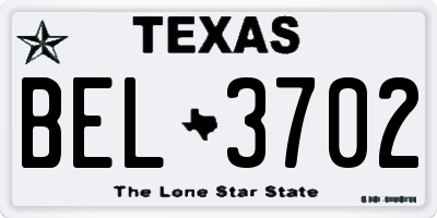 TX license plate BEL3702