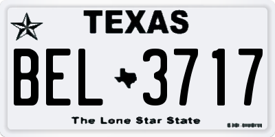 TX license plate BEL3717
