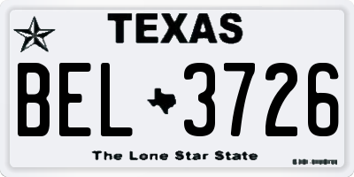 TX license plate BEL3726