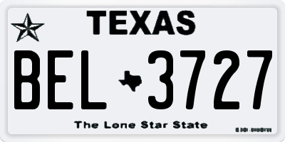 TX license plate BEL3727