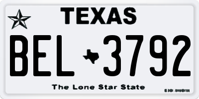 TX license plate BEL3792