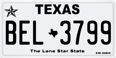 TX license plate BEL3799