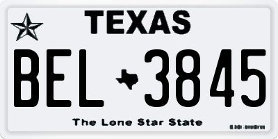 TX license plate BEL3845