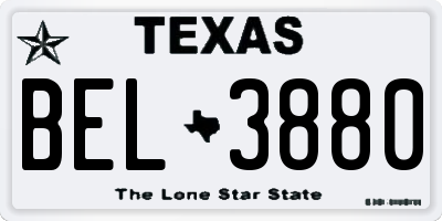 TX license plate BEL3880