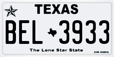 TX license plate BEL3933