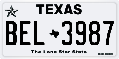 TX license plate BEL3987