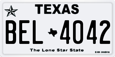 TX license plate BEL4042
