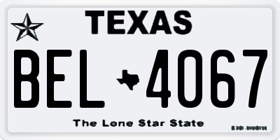TX license plate BEL4067