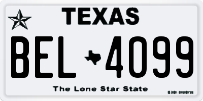 TX license plate BEL4099