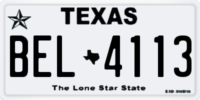 TX license plate BEL4113