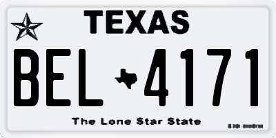 TX license plate BEL4171