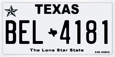 TX license plate BEL4181