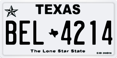 TX license plate BEL4214