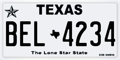 TX license plate BEL4234