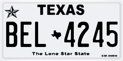 TX license plate BEL4245