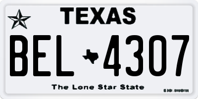 TX license plate BEL4307