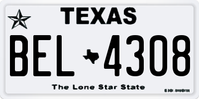 TX license plate BEL4308