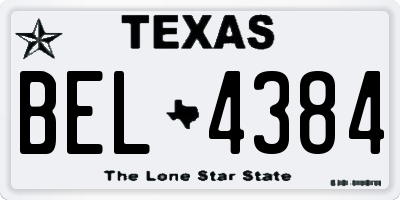 TX license plate BEL4384