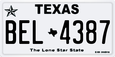 TX license plate BEL4387