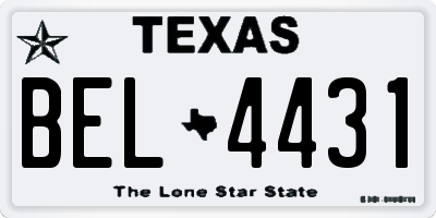 TX license plate BEL4431