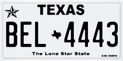 TX license plate BEL4443