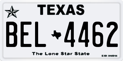 TX license plate BEL4462