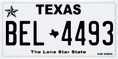TX license plate BEL4493