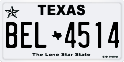 TX license plate BEL4514