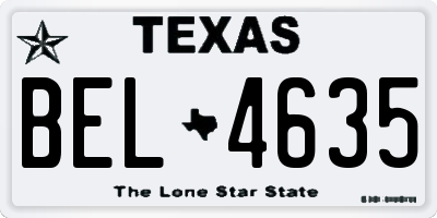 TX license plate BEL4635