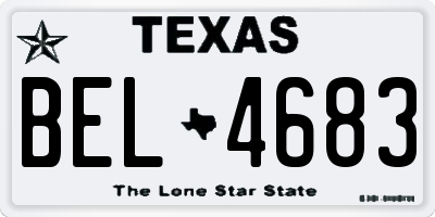 TX license plate BEL4683