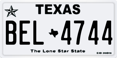 TX license plate BEL4744