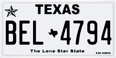 TX license plate BEL4794