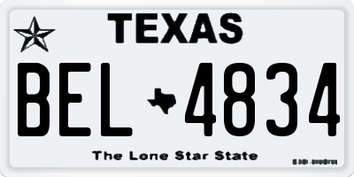 TX license plate BEL4834