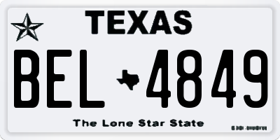TX license plate BEL4849