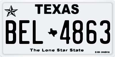 TX license plate BEL4863