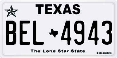TX license plate BEL4943