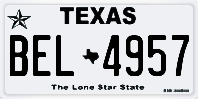 TX license plate BEL4957