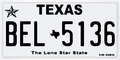 TX license plate BEL5136